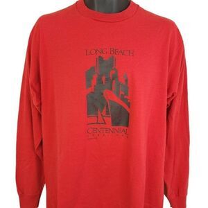 Long Beach Centennial T Shirt Vintage 80s 1888 1988 Made In USA Mens Size Large